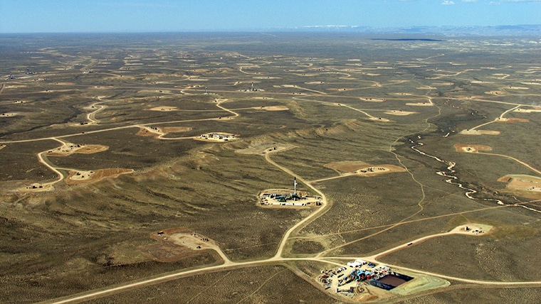 Aerial photo of methane field